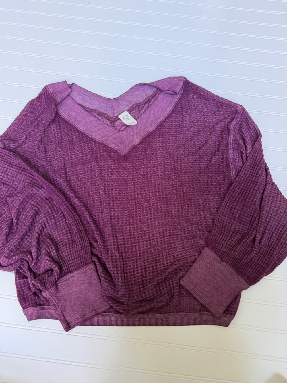 We The Free Women's Long Sleeve Waffle Knit Top - Plum